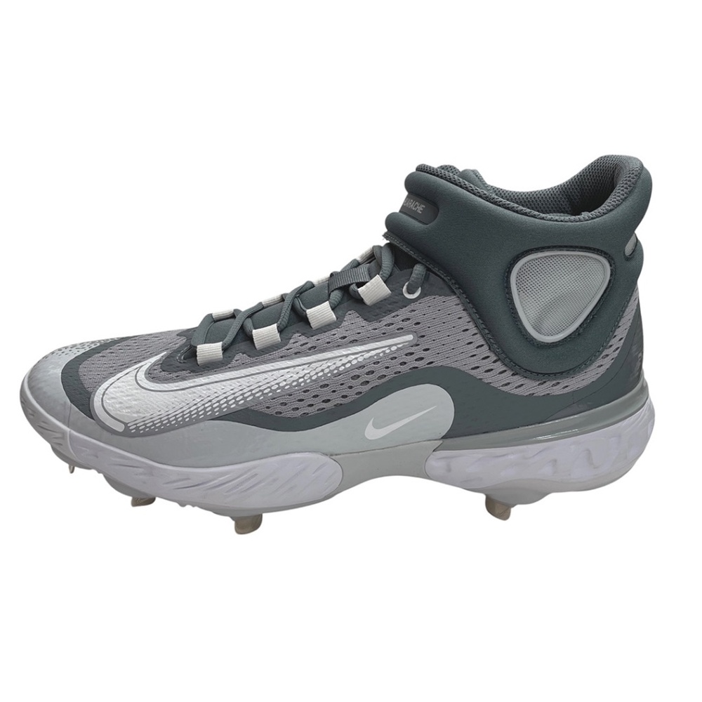 NWOT Nike Alpha Huarache Elite 4 Mid Metal Baseball Cleats Men’s 14 Gray White